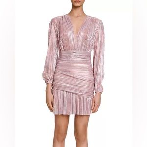 Maje Crossover Shimmer Mini Dress
